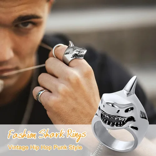 Vista 5 de U7 Anillo de pulgar para motociclista, tamaño 7-14, anillos de animales punk personalizados de acero inoxidable para hombres y mujeres, anillos