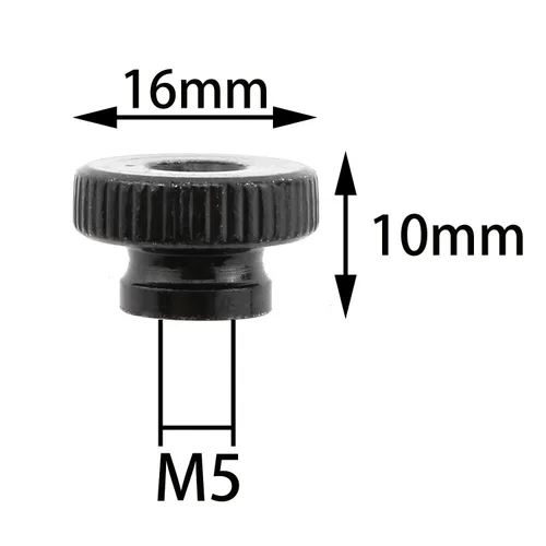 Vista 2 de MEETOOT Tuercas moleteadas M5 x 0.031 in de metal negro redondo pomos redondos tuercas de mano para piezas de impresora 3D
