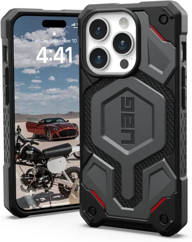 Vista 17 de URBAN ARMOR GEAR UAG Funda [Versión Actualizada] Compatible con Funda para iPhone 15 Pro de 6.1" Monarch Pro Negro Imán Integrado Compatible