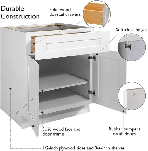 Vista 6 de Design House Brookings - Armario de cocina con base sin ensamblar, 9 pulgadas de ancho x 24 pulgadas de profundidad x 34.5 pulgadas de alto, marrón