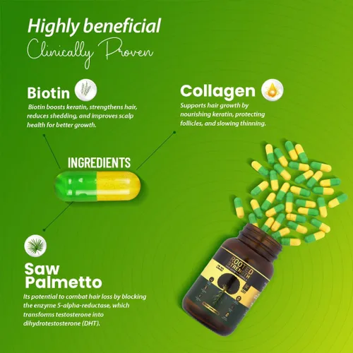 Vista 3 de Vitaminas para el crecimiento del cabello con fuerza raíz: vitaminas para el cabello para mujeres y hombres negros con bloqueador DHT y colágeno