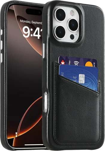 Vista 39 de LUCKYCOIN Funda de piel 100% auténtica tipo cartera para iPhone 13, diseño delgado con tarjetero y funda protectora a prueba de golpes, forro