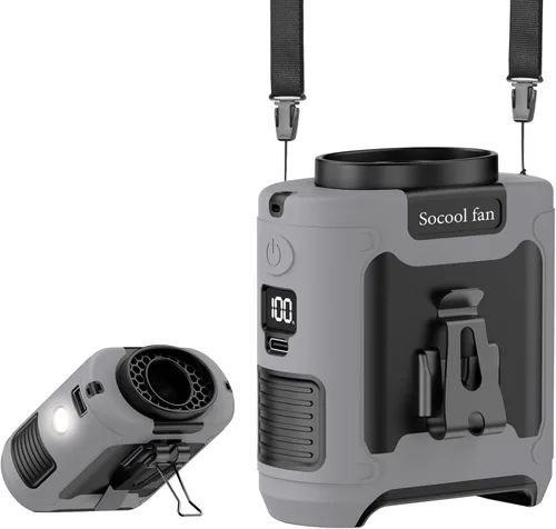 Vista 11 de Socool Ventilador de cintura portátil de 10000 mAh con clip en ventiladores personales recargables, ventilador de camisa de cinturón portátil