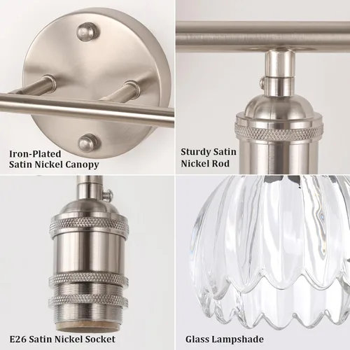 Vista 65 de Shenmoyl Lámparas de baño, lámpara de pared de 2 luces para tocador sobre espejo con pantalla de vidrio tulipán blanco para dormitorio, sala