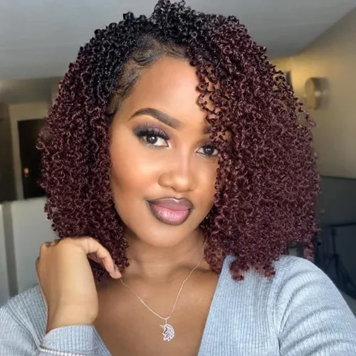 Vista 11 de COOKOO 6 pulgadas 8 paquetes Cabello de Ganchillo Pre-enrollado Yanky Twist para Mujeres Negro Natural Mini Passion Twists Pre-retorcido Cabello
