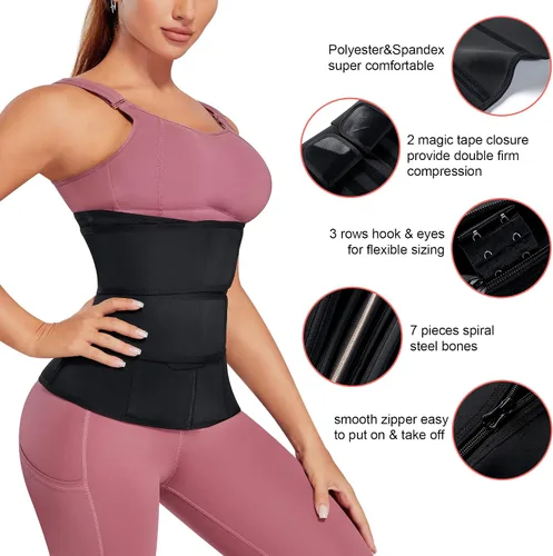 Vista 3 de Gotoly Corsé de entrenamiento de cintura para mujer cinturón de control de abdomen posparto faja para entrenamiento deportivo banda delgada