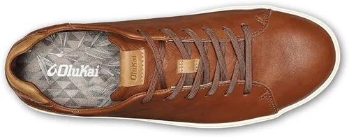 Vista 2 de OLUKAI Lae'ahi Li 'ILI - Tenis de cuero para hombre, zapatos de cuero de grano completo, tacón desplegable y suela de goma para todo tipo de clima