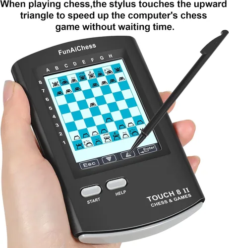 Vista 3 de Tablero de Ajedrez Electrónico de Mano 8 en 1 Juego de Computadora de Ajedrez Táctil Ai Chess Up Juego de Ajedrez Electrónico Inteligente