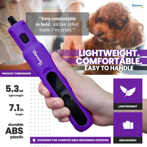 Vista 4 de Diamondg Micro - Molinillo de uñas para perros, sonido silencioso con luz Micro - Púrpura