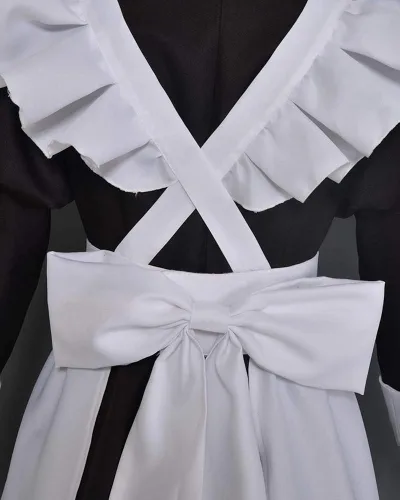 Vista 5 de miccostumes - Disfraz de uniforme de criada para mujer con delantal