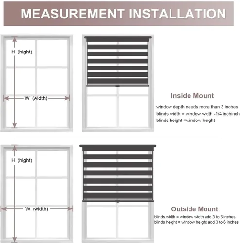 Vista 5 de MYshade Persianas enrollables de cebra sin cordones para ventanas para oscurecer la habitación, persianas enrollables dobles de día y noche Gris