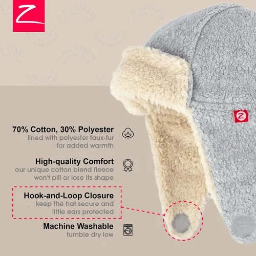 Vista 3 de Zutano Cozie - Sombrero unisex de forro polar para niños pequeños y bebés, sombrero de clima frío para niños y niñas