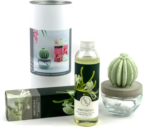 Vista 24 de Barril Cactus Cerámica Difusor de Fragancia Combo 6.8 fl oz Hermoso