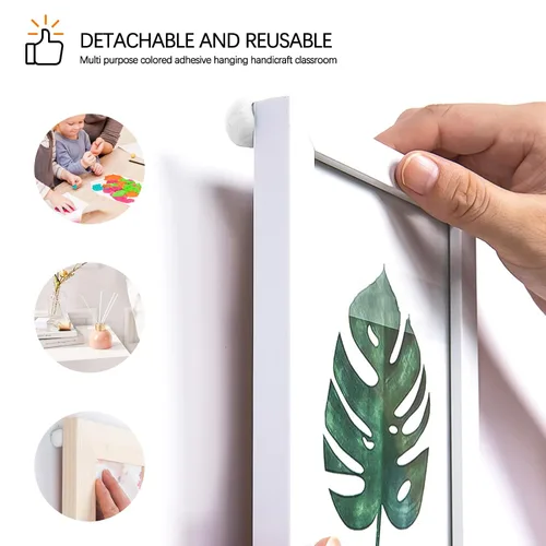 Vista 5 de Masilla de montaje adhesiva para colgar en la pared, póster adhesivo extraíble y reposicionable, no deja marcas, adhesivo pegajoso para colgar Blanco