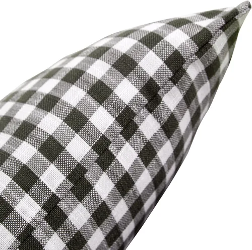 Vista 4 de Deconovo Almohada decorativa de lino sintético para el hogar, hecha a mano, a cuadros, para sofá, 18 x 18 pulgadas, gris oscuro y blanco
