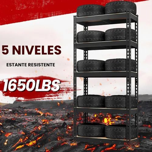 Vista 5 de Yaheetech Estantes de almacenamiento resistentes de 5 niveles, 28 pulgadas