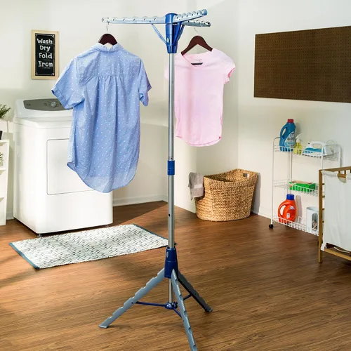 Vista 2 de Honey-Can-Do Trípode de secado de ropa de acero de 64 pulgadas plegable – Estante de ropa colapsable que ahorra espacio, soporte para secadora