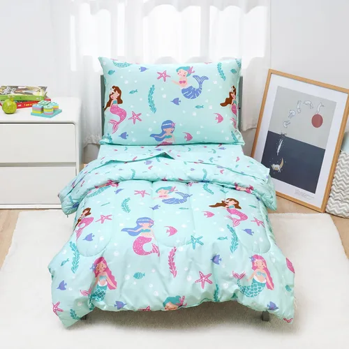 Vista 19 de david's kids Juego de ropa de cama de 4 piezas para niños pequeños - Juego de ropa de cama suave y transpirable para niñas, incluye edredón Mariposa