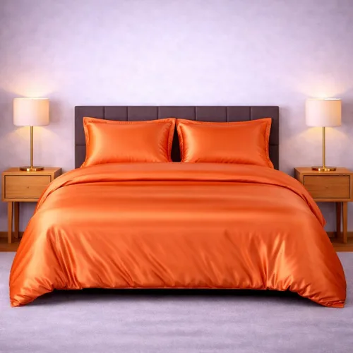 Vista 15 de Juego de funda de edredón de satén de seda – Juego de ropa de cama de lujo de 4 piezas con 1 funda de edredón, 1 sábana bajera