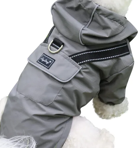 Vista 10 de JoyDaog Impermeable prémium para perro con capucha para perros extra pequeños, chaqueta impermeable para deportes al aire libre, impermeable