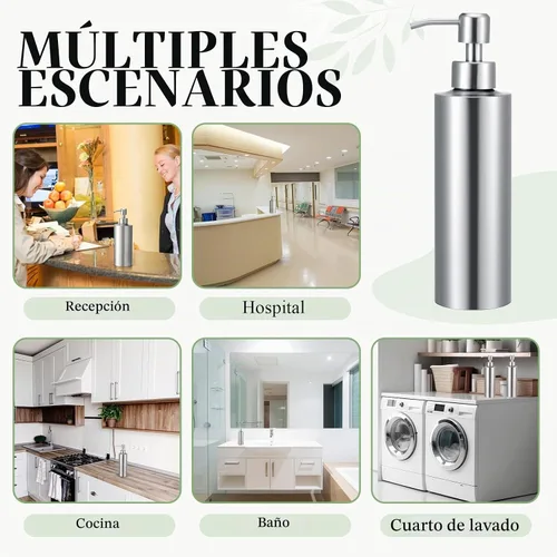 Vista 7 de Dispensador de jabón grande de acero inoxidable de 11.8 oz / 350 ml para cocina (2 unidades)