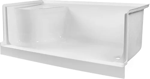 Vista 10 de Base de ducha acrílica de un solo umbral con asiento, base de ducha de superficie texturizada antideslizante de 32 x 60 pulgadas, bandeja de ducha