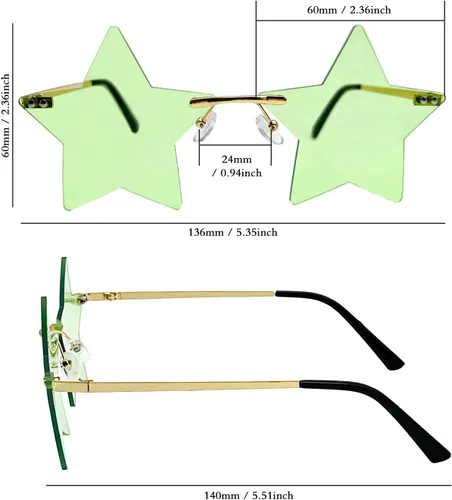 Vista 4 de Gafas de sol de estrella sin montura para el día de San Valentín, día de San Patricio, Pascua, 4 de julio, Navidad
