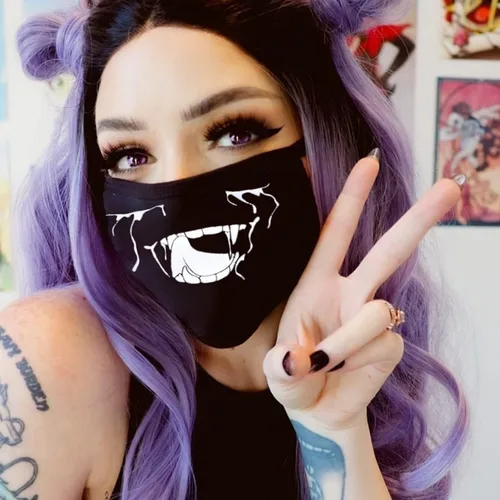 Vista 9 de Skateboard Frog Máscaras góticas impresas reutilizables de tela para cosplay, pasamontañas