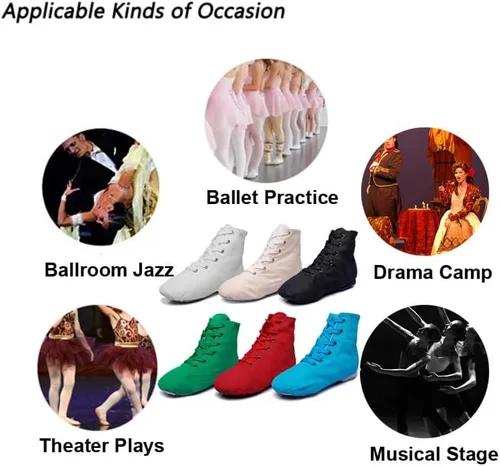 Vista 7 de MSMAX Botas de jazz para niñas, zapatillas de baile con cordones para niños