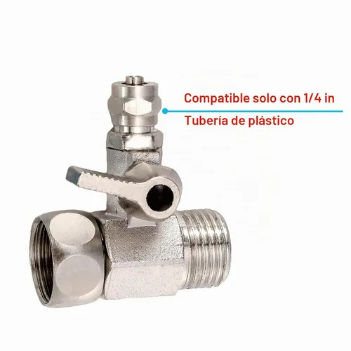 Vista 2 de 1/2" M/F Tee válvula de bola, 1/4" OD Comp adaptador de salida