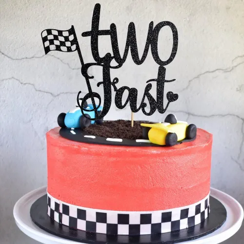 Vista 3 de Decoración para tarta de cumpleaños con temática de carreras, decoración de segundo cumpleaños para niño, decoración de segundo cumpleaños