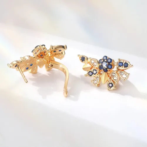 Vista 4 de Aretes de oro de 18 quilates para mujer, de moda, aretes de mariposa para mujer, arracadas de oro hipoalergénicos