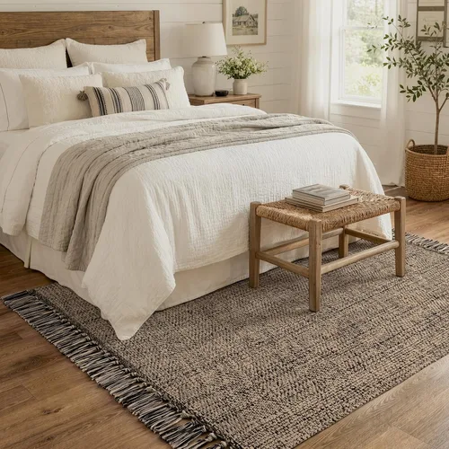 Vista 84 de Collive Alfombra de Baño Negra, 2' x 3' Tejida a Mano Lavable Alfombras Pequeñas de Cocina, Alfombra de Entrada Reversible de Algodón Alfombra