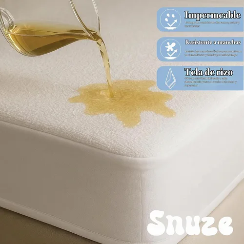 Vista 3 de Snuze Protector de colchón de rizo suave, tamaño individual, funda impermeable, suave, transpirable, lavable a máquina, se adapta a colchones