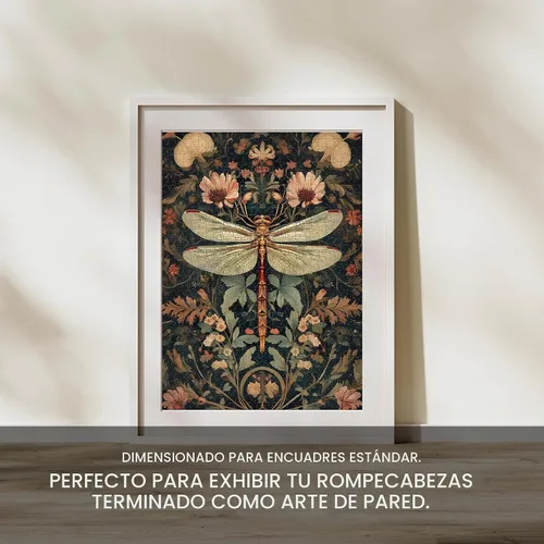 Vista 8 de Rompecabezas de libélula floral vintage de 1000 piezas para adultos, rompecabezas decorativo de regalo para amantes de los boho, 1000 rompecabezas