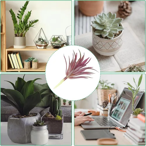 Vista 5 de PATIKIL Plantas suculentas artificiales, paquete de 4 plantas falsas pequeñas, plantas suculentas falsas sin maceta para decoración del jardín