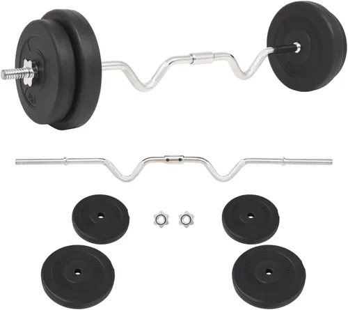 Vista 5 de Barra de rizo con pesas de 66.1 libras, juego de pesas ajustables para hombres y mujeres, entrenamiento de fuerza, gimnasio en casa