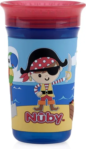 Vista 9 de Nuby 360 Degree Easy Sip 3D Grip Wonder Cup con funda de silicona impresa, morado, mariposa, 10 onzas
