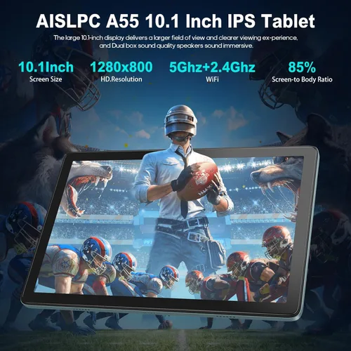 Vista 5 de AISLPC Tablet Android 14 de 10.1 Pulgadas, 8GB RAM 128GB ROM 512GB Expand WiFi Tablets PC, Pantalla HD de 1280 * 800, Cámara Dual 5+13MP, Bluetooth