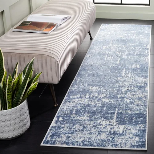 Vista 49 de SAFAVIEH Amelia Collection ALA700A - Alfombra decorativa de 2'2" x 4', diseño moderno abstracto, color marfil y azul, no desprende pelusa y de fácil