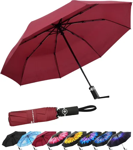 Vista 9 de SY COMPACT - Paraguas de viaje automático resistente al viento - Tienda de fábrica Purple Flower