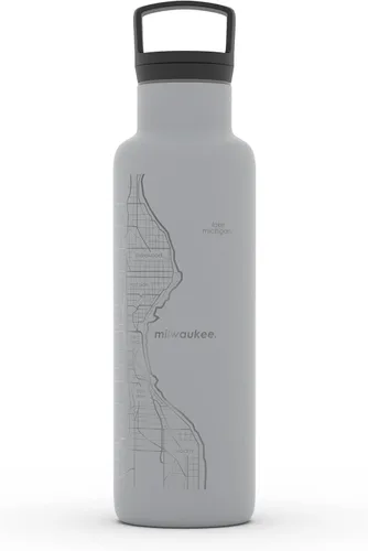 Vista 192 de Well Told Botella de agua aislada con mapa de Washington DC grabado, botella de acero inoxidable grabada (21 onzas, blanco) botella aislada de mapa