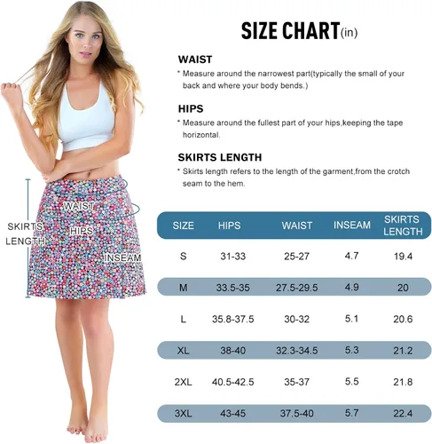 Vista 5 de beroy Falda pantalón para mujer, falda de 20 pulgadas hasta la rodilla para mujer, falda atlética con pantalones cortos