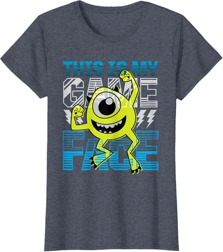 Vista 60 de Disney Pixar Monsters Inc. Mike Wazowski Game Face Camiseta Negro