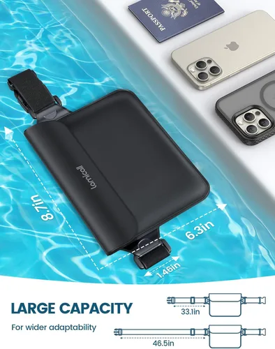 Vista 6 de Lamicall Riñonera Impermeable - [Paquete de 2] [Correa de Cintura Elástica 2025] Bolsas Secas IPX8 a Prueba de Agua para Natación, Playa, Kayak