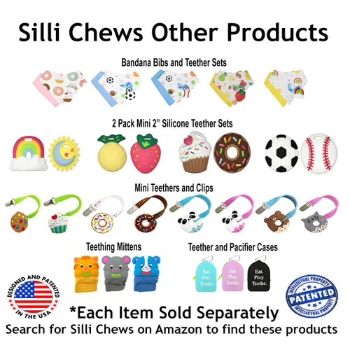 Vista 7 de Mordedor de arco iris celestial para bebés sin BPA – Juguetes de silicona para bebés, juego de regalo de dentición de 2 pulgadas