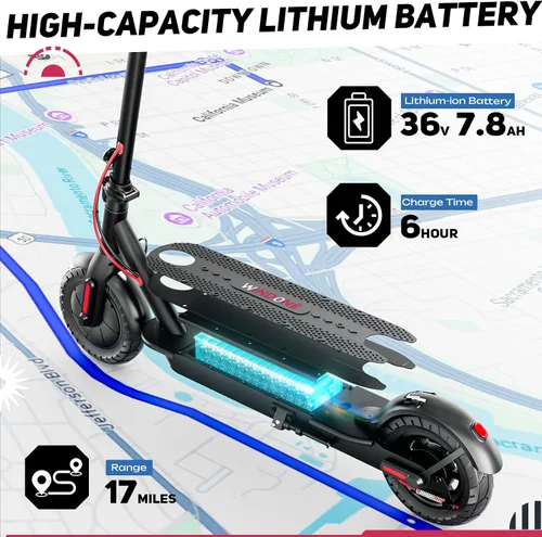 Vista 11 de Windone Electric Scooter for Adults, 430W Peak Motor, 19MPH & 17-Mile Range, Foldable Commuter Scooter with 10" Shock-Absorbing Tires & Dual Braking