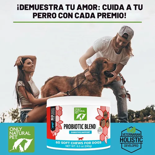 Vista 5 de Only Natural Pet Suplemento probiótico para perros y gatos, fórmula enzimática para la salud digestiva y intestinal, masticables digestivos