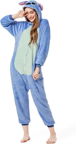 Vista 5 de Grilong Disfraz de mameluco de punto de Halloween unisex para adultos, pijamas de punto