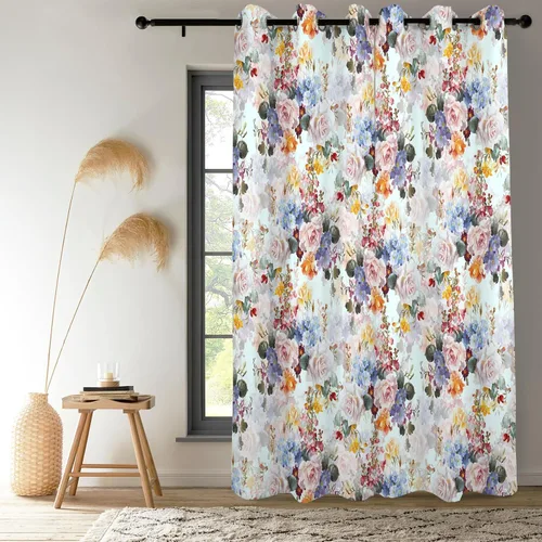 Vista 17 de Renaiss Pink Cherry Patels - Cortinas opacas con aislamiento térmico de flores de cerezo japonés, cortinas de ventana de dormitorio con estampado